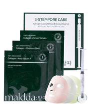 Load image into Gallery viewer, Maldda 3-Step Pore Care Hydrogel Overnight Mask & Booster Shot Set